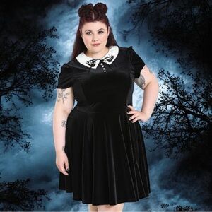 NEW Hell Bunny Gothic Wednesday Addams Graveyard and Bats Mini Dress Size 4XL